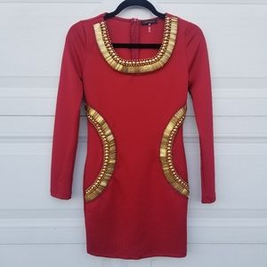 Xtaren Red Long Sleeve Mini Dress